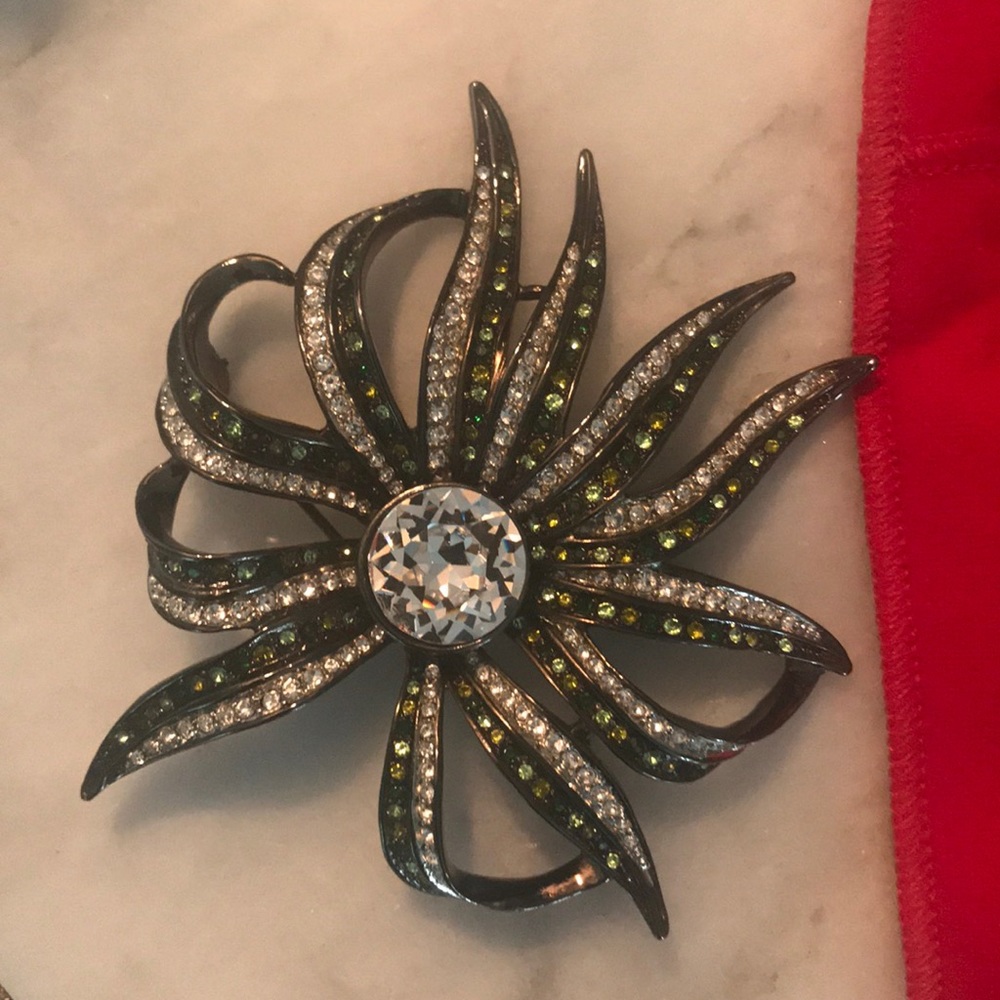 Kenneth Jay Lane Crystal Flower Brooch